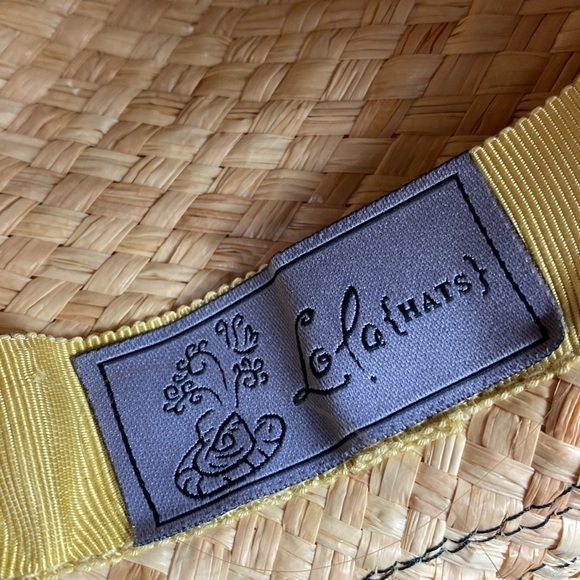 Lola Hats Alpargatas natural straw black trim sun hat - Picture 6 of 6